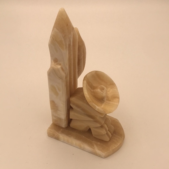 VTG 8-1/2" Carved Onyx Siesta Man w/ Sombrero & Cactus Single Bookend - Picture 1 of 11